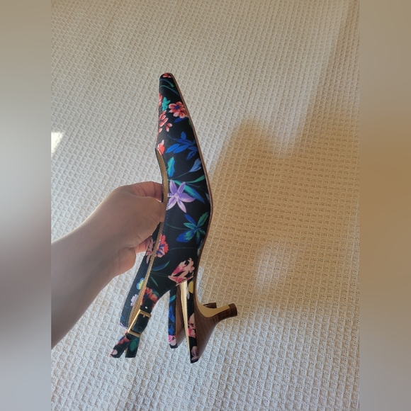 Talbots Women's Floral Slingback Heels - Black - Picture 4 of 11